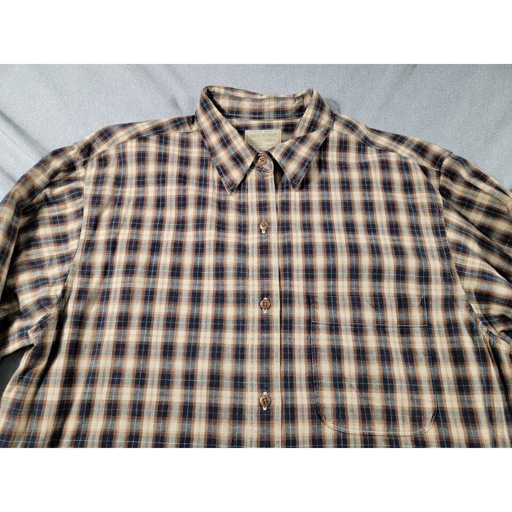 Abercrombie & Fitch Women's Large Brown Plaid Button Up Shirt Long Sleeve Casual